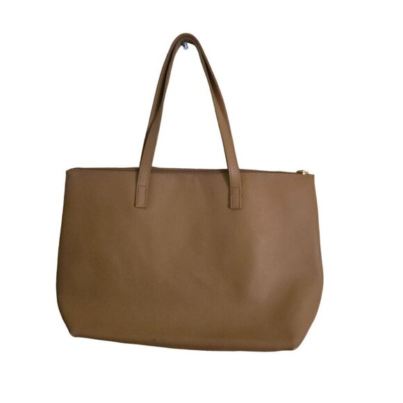 Joy Mangano Tan Leather Classic Tote Bag - Picture 2 of 6